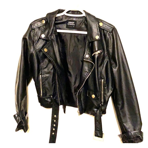 Jackets & Blazers - Black Pleather Biker Jacket